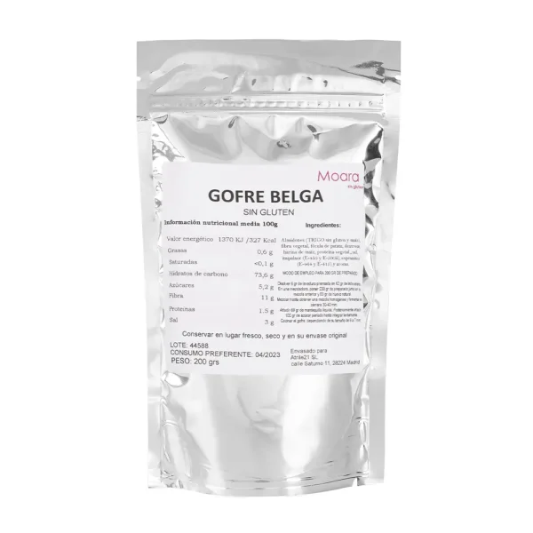 gofre belga sin gluten 200gr moara foody