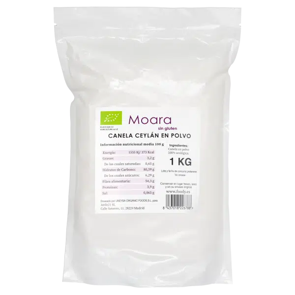 Canela Ceylan en polvo ecológica - sin gluten -  MOARA  1kg